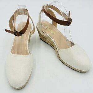 DREAM PAIRS Women's Closed Toe Size 8.5 Ankle Strap Espadrilles Wedge Sandals